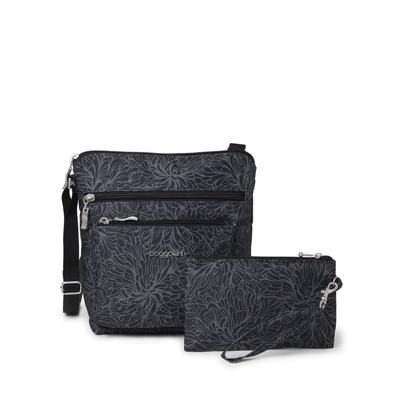 Baggallini womens Pocket With Rfid Crossbody Bags, Midnight Blossom, One Size US - Image 1